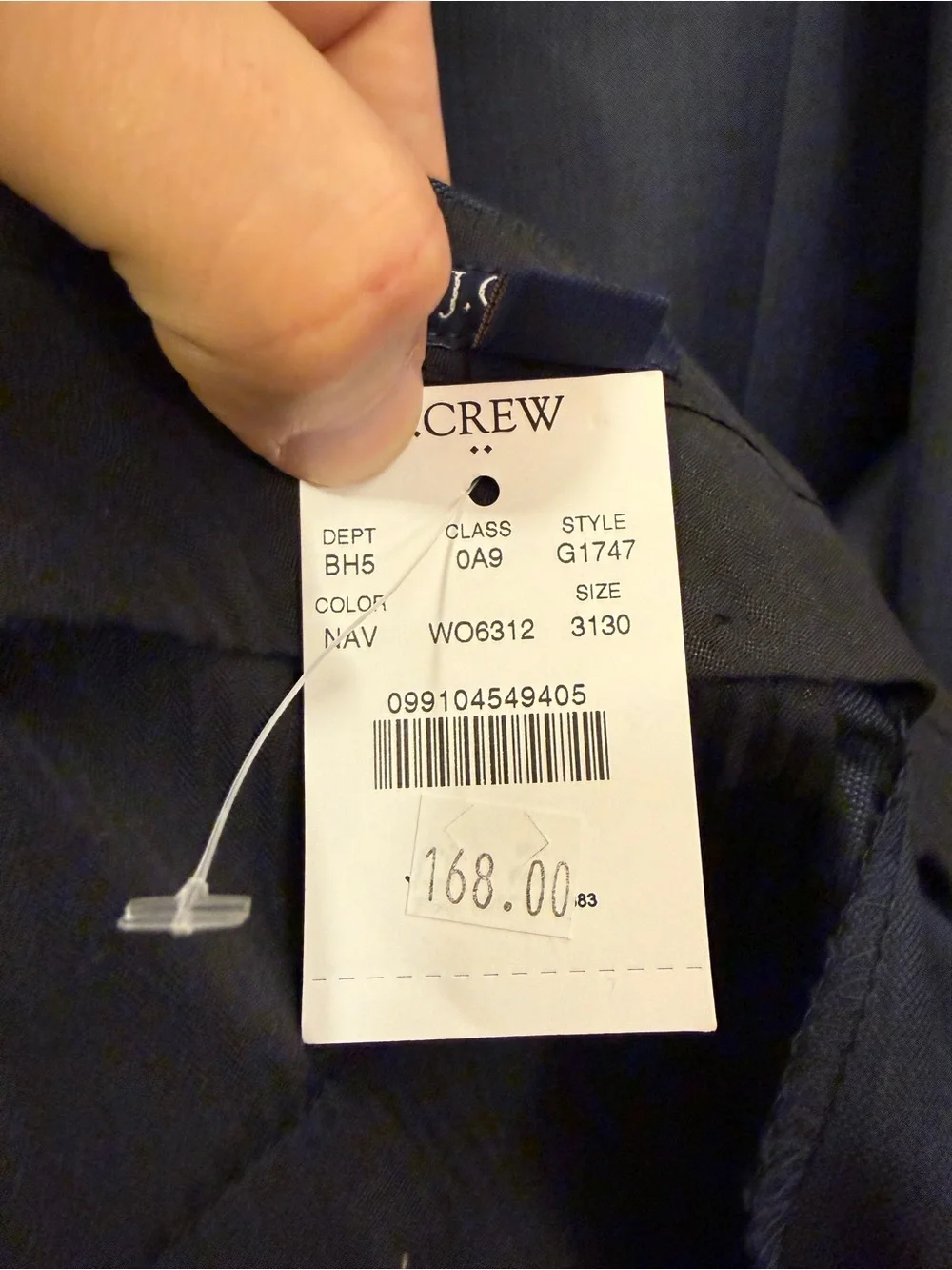 Men's J Crew Thompson Slim Fit navy suit. Jacket size 38R. Pant size 31x30